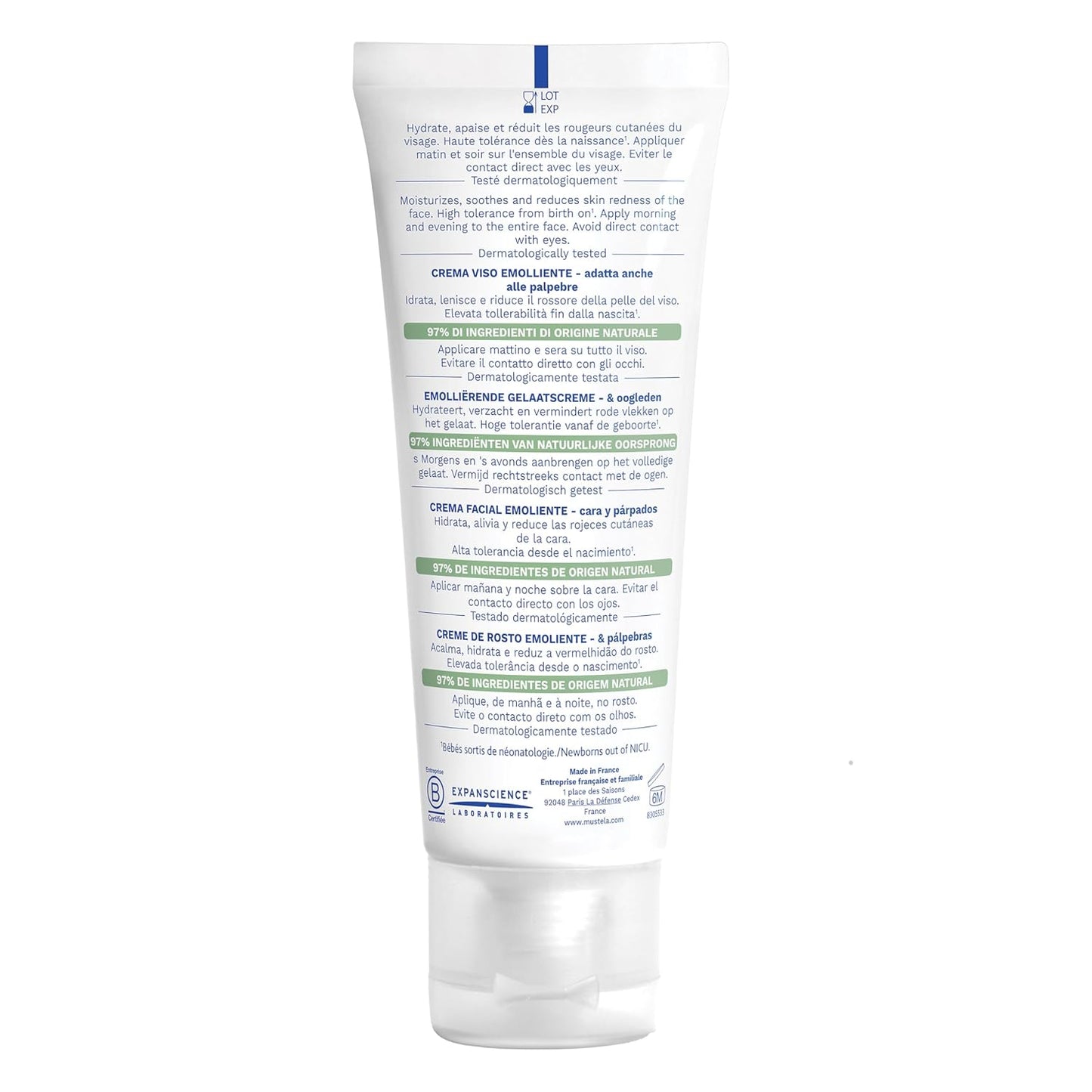 Mustela Stelatopia Eczema-Prone Skin Emollient Baby Face Cream - Face Moisturizer with Natural Avocado & Sunflower Oil..