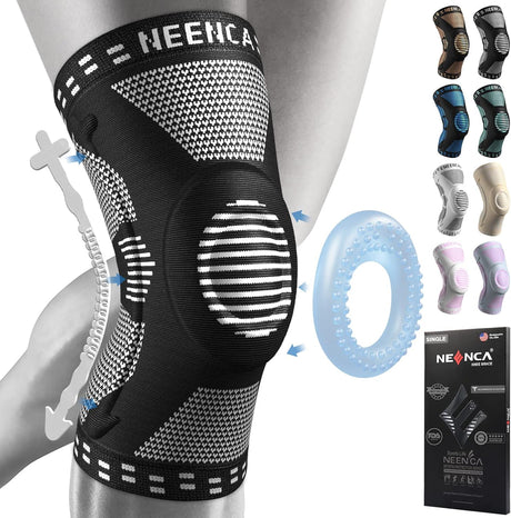 NEENCA Professional Knee Brace, Compression Knee Sleeve with Patella Gel Pad & Side Stabilizers