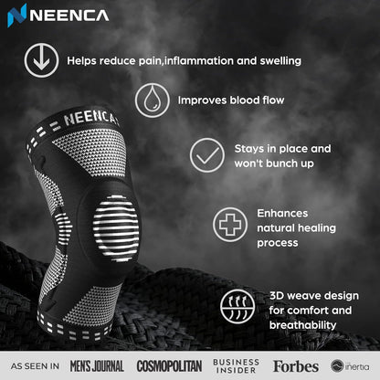 NEENCA Professional Knee Brace, Compression Knee Sleeve with Patella Gel Pad & Side Stabilizers