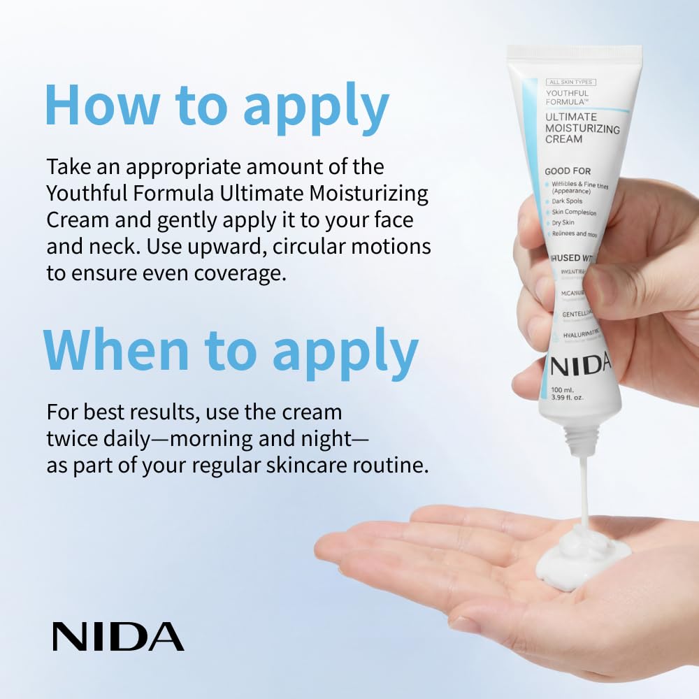 NIDA Youthful Formula™ Ultimate Moisturizing Cream | Centella Asiatica, Niacinamide, Hyaluronic Acid, Collagen..