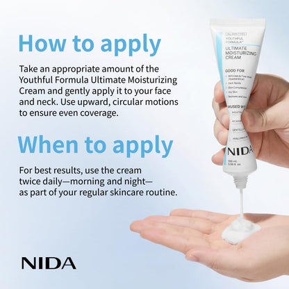 NIDA Youthful Formula™ Ultimate Moisturizing Cream | Centella Asiatica, Niacinamide, Hyaluronic Acid, Collagen..