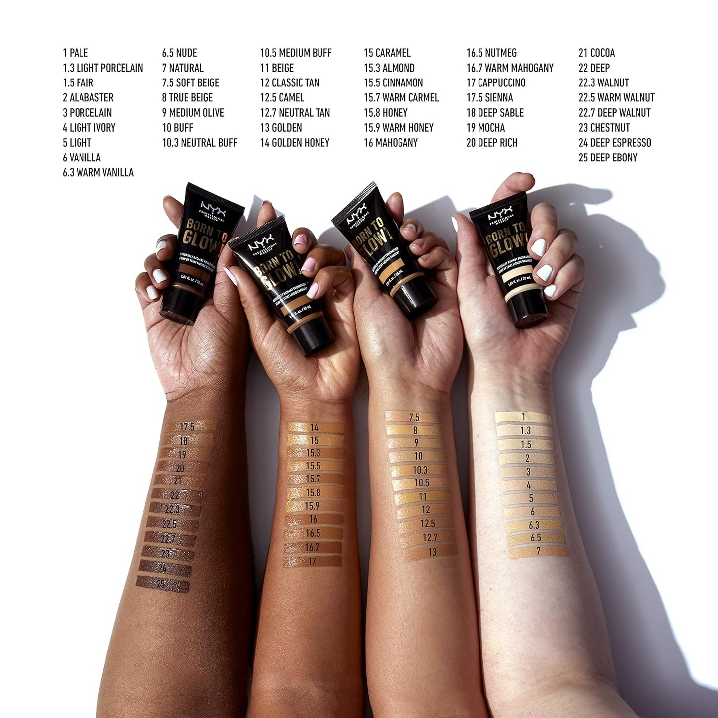 NYX PROFESSIONAL MAKEUP Born To Glow Naturally Radiant Foundation, Medium Coverage - Warm Beige