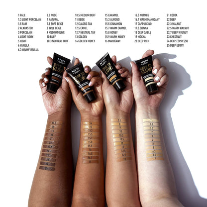 NYX PROFESSIONAL MAKEUP Born To Glow Naturally Radiant Foundation, Medium Coverage - Warm Beige