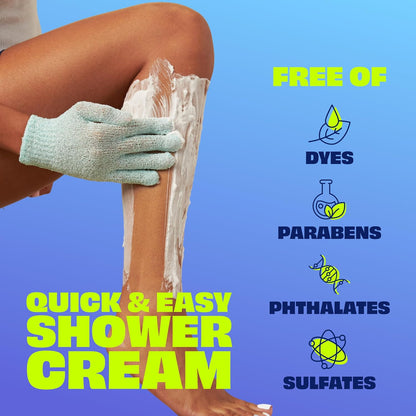Nair Sensitive Shower Cream Hair Remover with Natural Coconut Oil and Vitamin E, Body Hair Removal Cream..