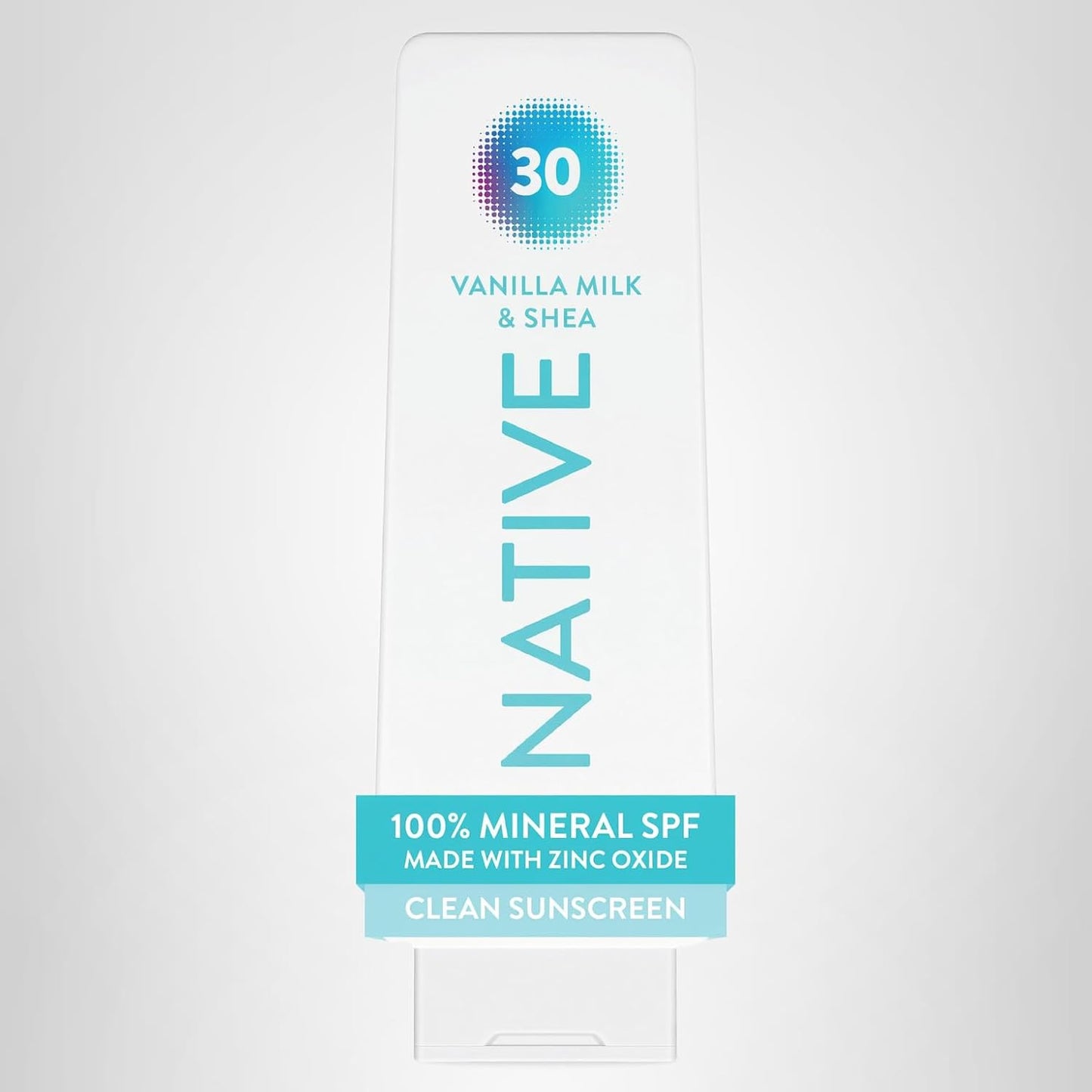 Native Mineral Sunscreen Lotion SPF 30, Vanilla Milk &amp; Shea Scent, with 100% Mineral Zinc Oxide for Face & Body..