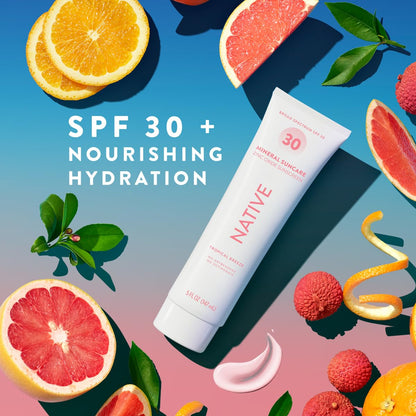 Native Sunscreen SPF 30, Zinc Oxide Dermatologist Tested Suitable for Sensitive Skin &amp; Hawaii Compliant, 5 Ounces..