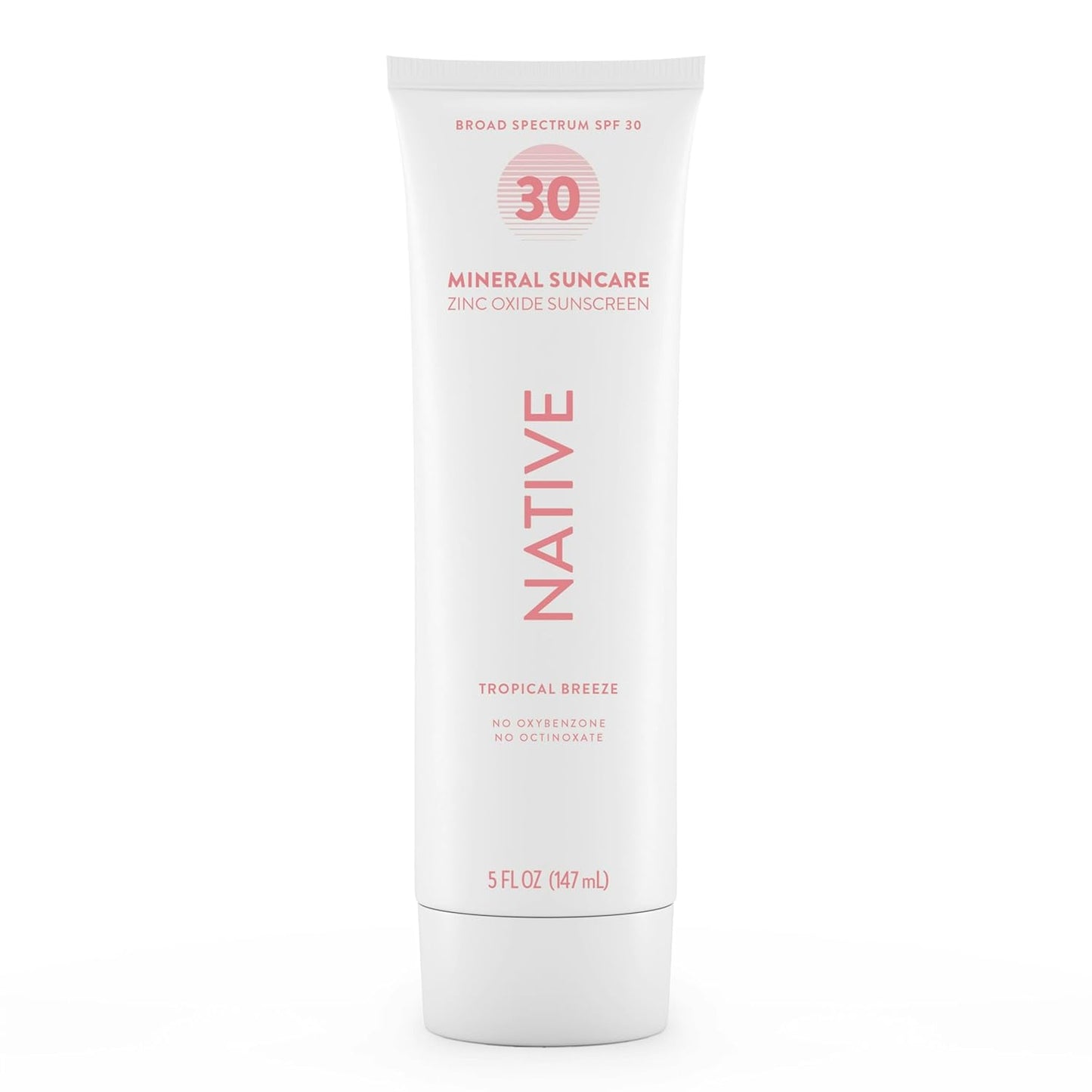 Native Sunscreen SPF 30, Zinc Oxide Dermatologist Tested Suitable for Sensitive Skin &amp; Hawaii Compliant, 5 Ounces..