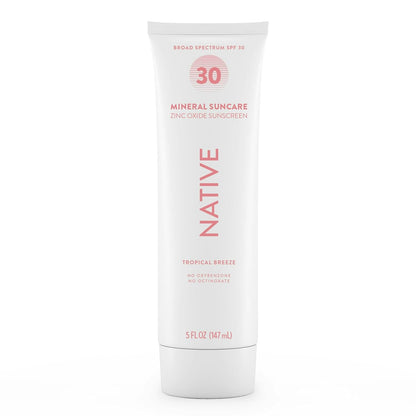 Native Sunscreen SPF 30, Zinc Oxide Dermatologist Tested Suitable for Sensitive Skin &amp; Hawaii Compliant, 5 Ounces..