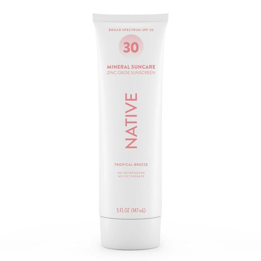 Native Sunscreen SPF 30, Zinc Oxide Dermatologist Tested Suitable for Sensitive Skin &amp; Hawaii Compliant, 5 Ounces..