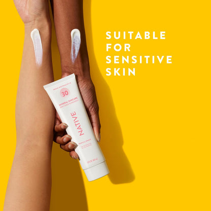 Native Sunscreen SPF 30, Zinc Oxide Dermatologist Tested Suitable for Sensitive Skin &amp; Hawaii Compliant, 5 Ounces..