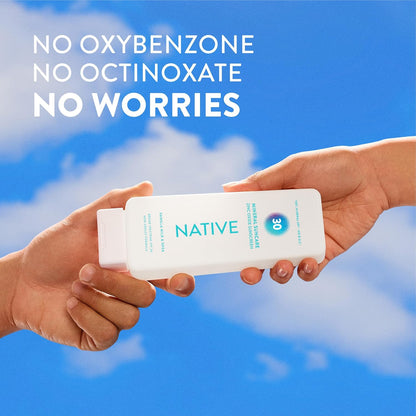 Native Mineral Sunscreen Lotion SPF 30, Vanilla Milk &amp; Shea Scent, with 100% Mineral Zinc Oxide for Face & Body..