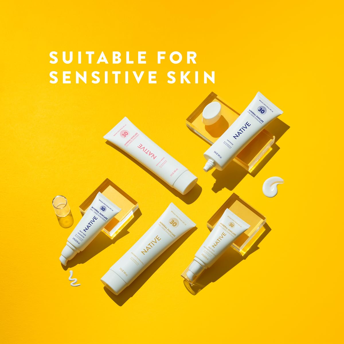 Native Sunscreen SPF 30, Zinc Oxide Dermatologist Tested Suitable for Sensitive Skin &amp; Hawaii Compliant, 5 Ounces..