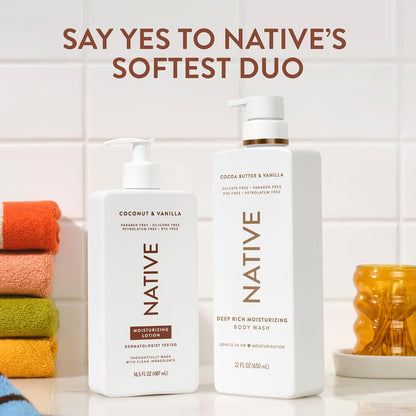Native Cocoa Butter &amp; Vanilla Scent 24-Hour Moisturizing Bodywash for Women &amp; Men, Clean & Gentle, for Dry or Sensitive Skin..