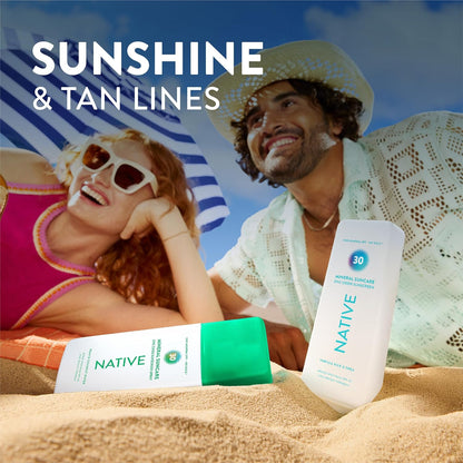 Native Mineral Sunscreen Lotion SPF 30, Vanilla Milk &amp; Shea Scent, with 100% Mineral Zinc Oxide for Face & Body..