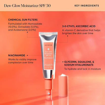 Naturium Dew-Glow Moisturizer SPF 50 PA++++, Daily Moisturizing Sunscreen &amp; Face Primer..