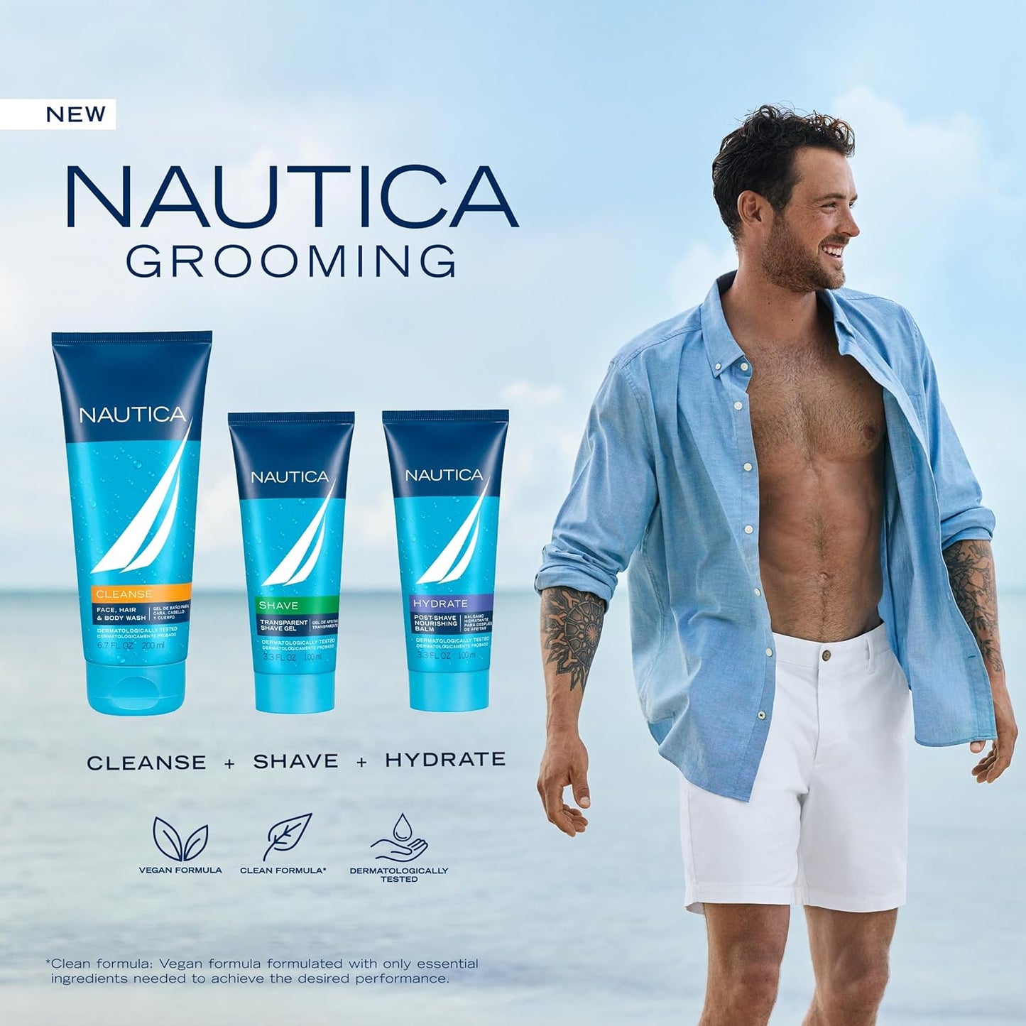 Nautica Grooming Aftershave Balm 3.3 fl oz (Pack of 1), Notes of Grapefruit, Lavender, and Wood, Men's Fragrance, Long Lasting..