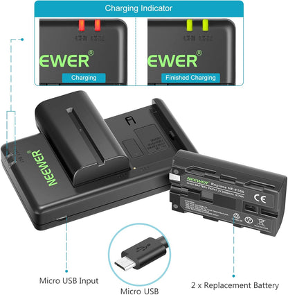 NEEWER NP-F550 Battery Charger Set Compatible with Sony NP-F970 F750 F770..