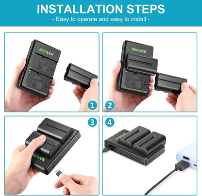 NEEWER NP-F550 Battery Charger Set Compatible with Sony NP-F970 F750 F770..