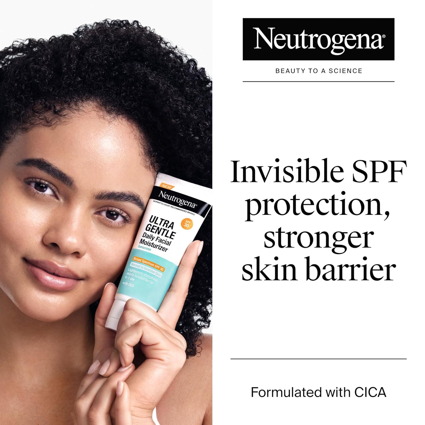 Neutrogena Ultra Gentle Daily Facial Moisturizer with SPF 30 Sunscreen with CICA, Lightweight Face Lotion..