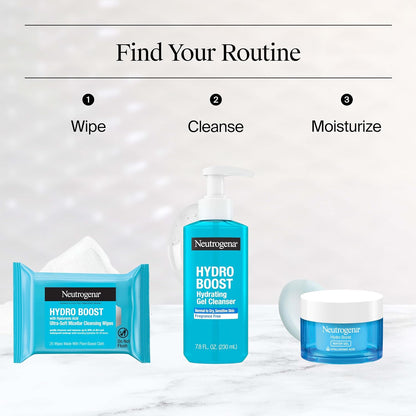 Neutrogena Hydro Boost Cleansing Wipes Makeup Remover for Face Micellar Gently Removes Oil, Dirt, and Waterproof Makeup Daily..