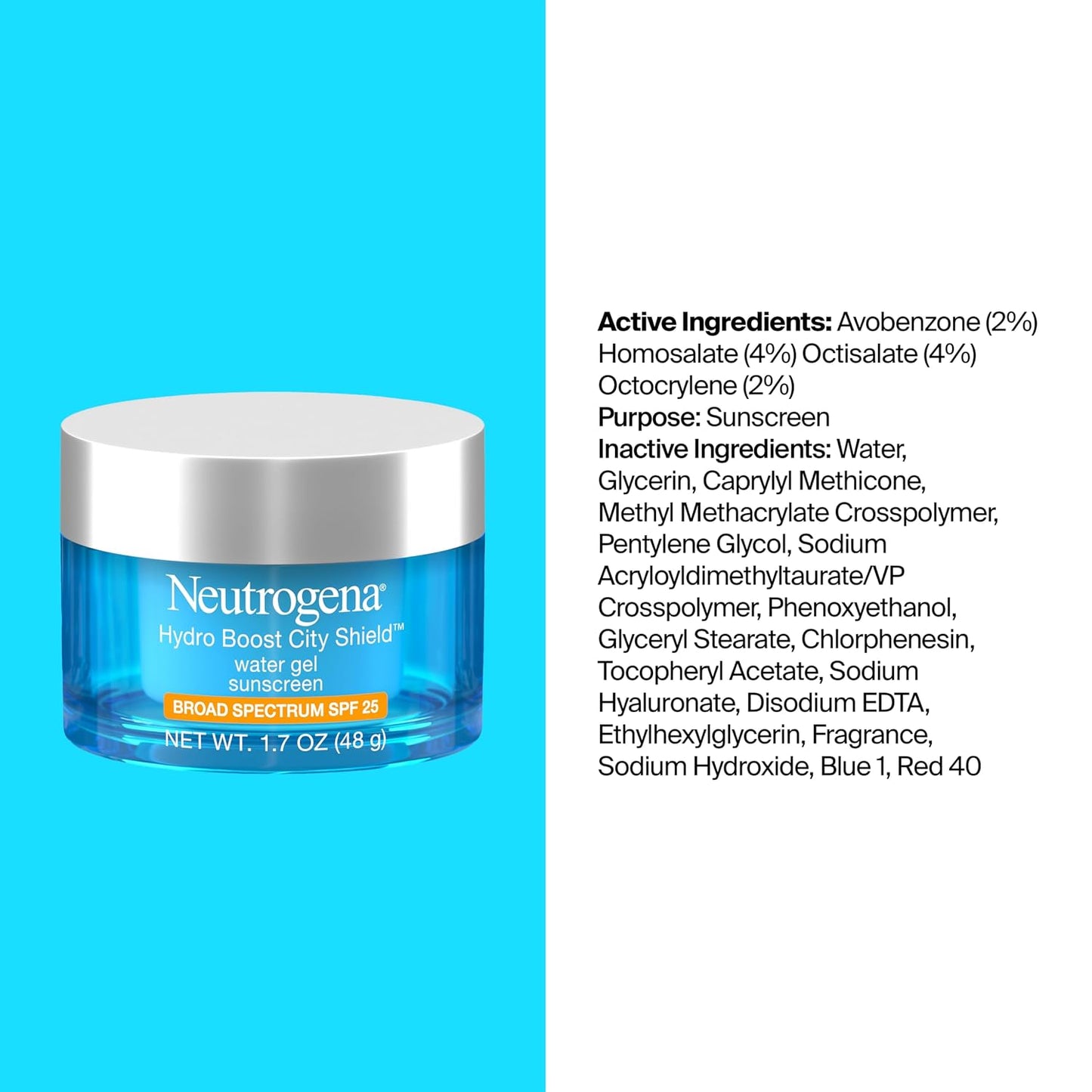 Neutrogena Hydro Boost City Shield Water Gel Face Moisturizer with Broad Spectrum SPF 25 Hydrating Facial Sunscreen..