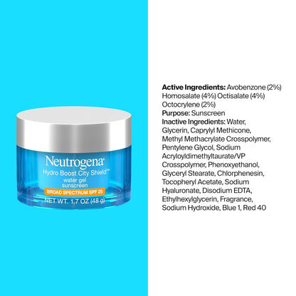 Neutrogena Hydro Boost City Shield Water Gel Face Moisturizer with Broad Spectrum SPF 25 Hydrating Facial Sunscreen..