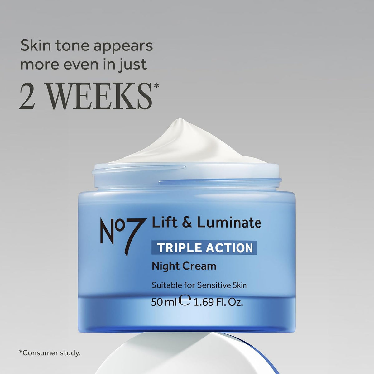 No7 Lift & Luminate Triple Action Night Cream, 1.7 Fl Oz