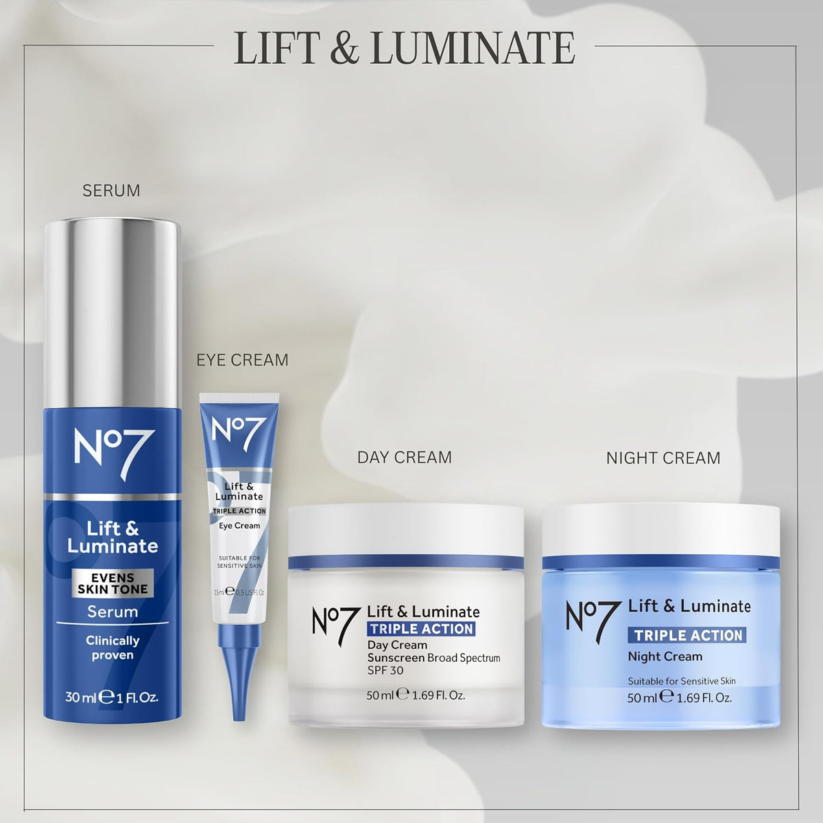 No7 Lift & Luminate Triple Action Night Cream, 1.7 Fl Oz