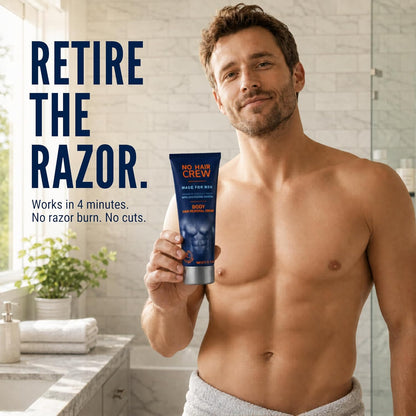 No Hair Crew Body At Home Hair Removal Cream for Manscaping Unwanted Hair with Energizing Ginseng..