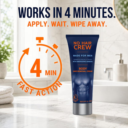 No Hair Crew Body At Home Hair Removal Cream for Manscaping Unwanted Hair with Energizing Ginseng..