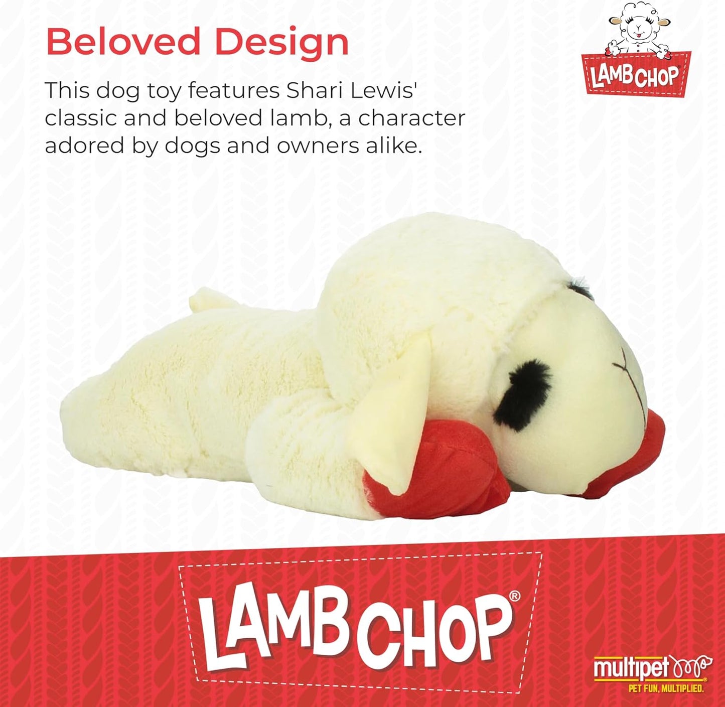 Multipet Lamb Chop Dog Plush Toy - Squeaky Toy for All Dogs - Jumbo (24", Cream)