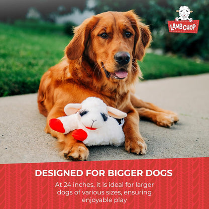 Multipet Lamb Chop Dog Plush Toy - Squeaky Toy for All Dogs - Jumbo (24", Cream)