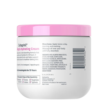 Cetaphil Nourishing & Hydrating Cream, Oil-Infused Body Cream for Normal to Very Dry Skin