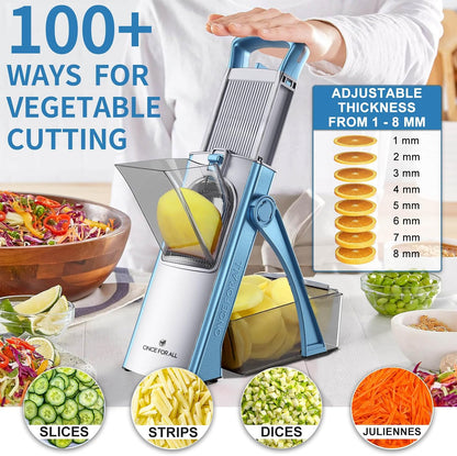 ONCE FOR ALL Upgrade Safe Mandoline Slicer Plus, Bigger Size, SkyBlue