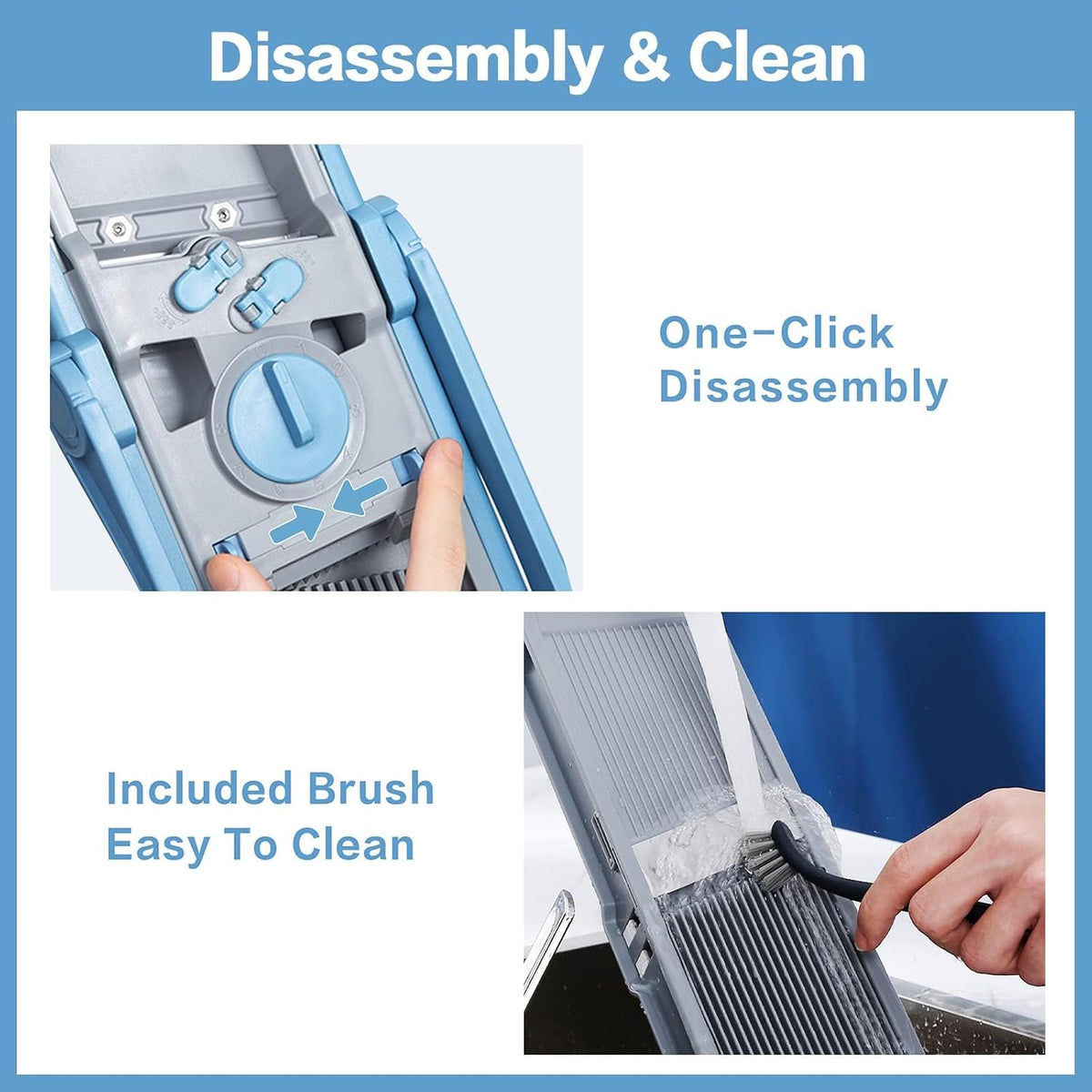 ONCE FOR ALL Upgrade Safe Mandoline Slicer Plus, Bigger Size, SkyBlue