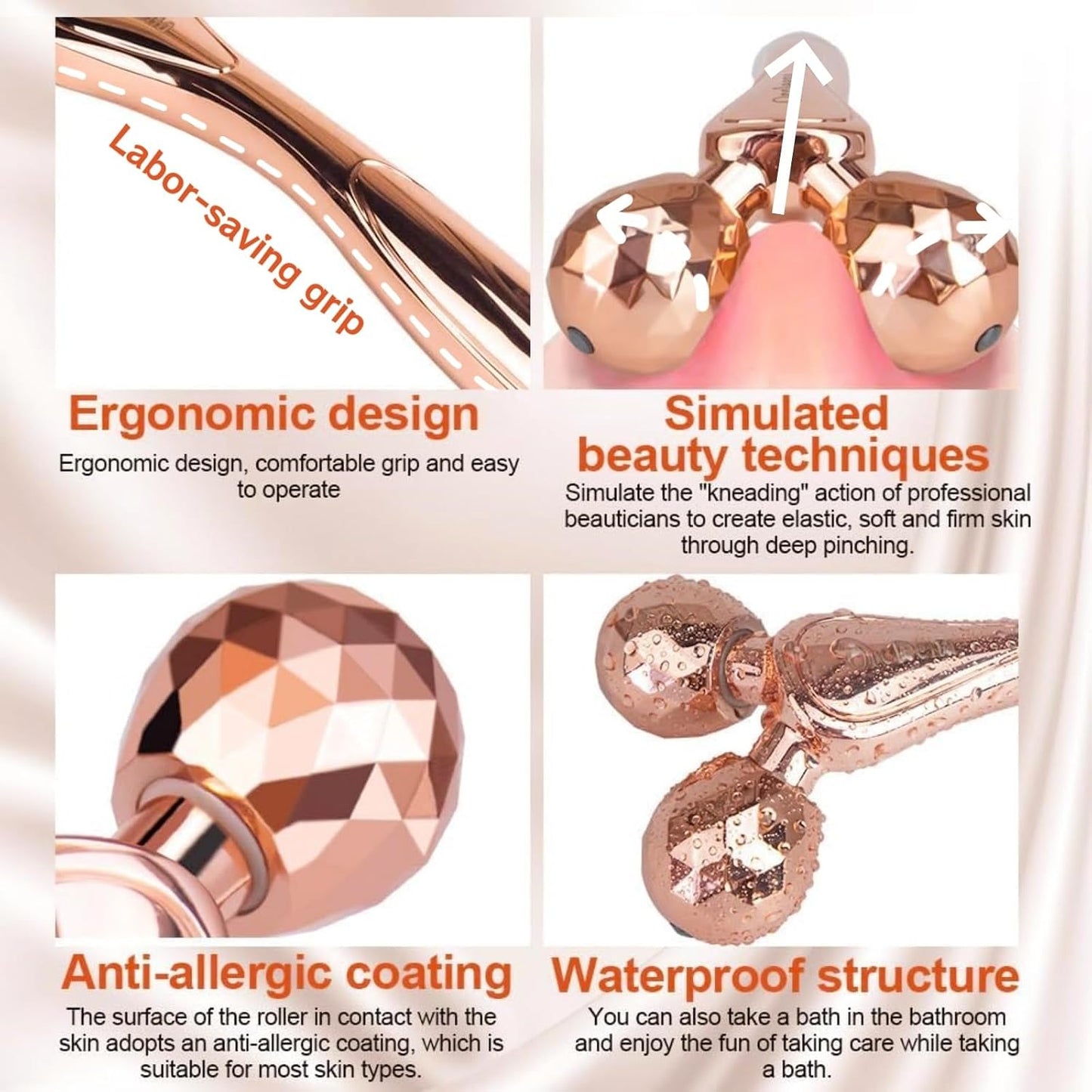 3D Face Roller Metal Facial Massage Tool and Eye Skin Care Kit, Stainless Steel Face Sculpting Massager Facial Rollers Set..