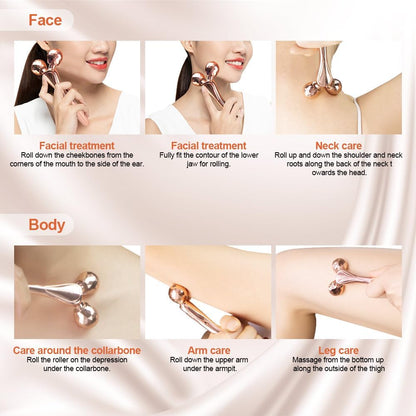 3D Face Roller Metal Facial Massage Tool and Eye Skin Care Kit, Stainless Steel Face Sculpting Massager Facial Rollers Set..