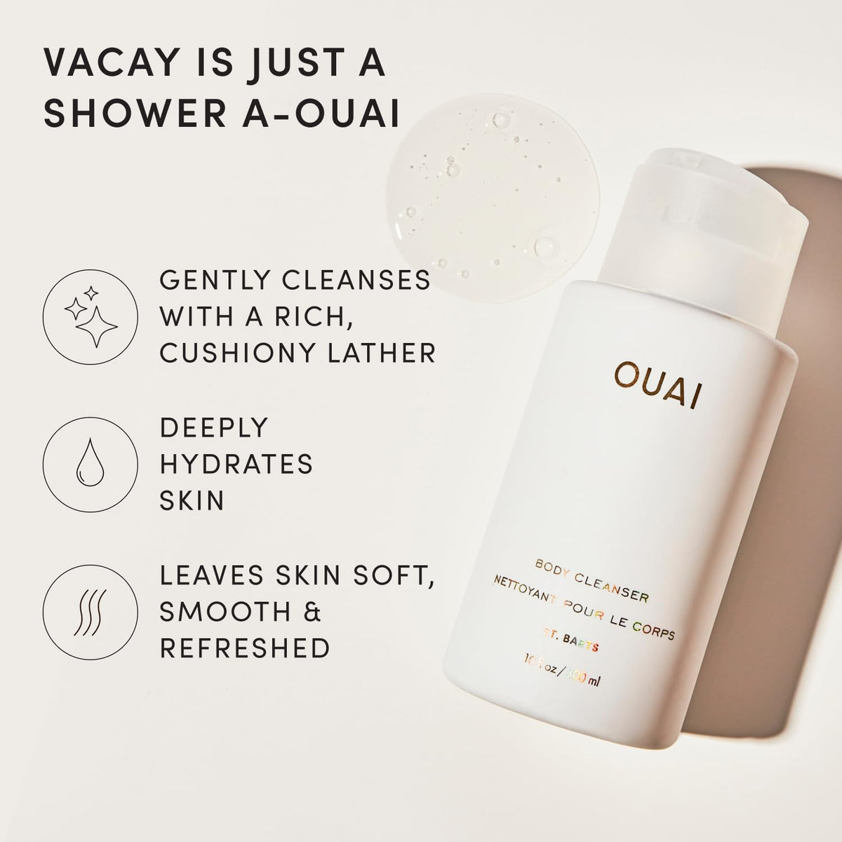 OUAI Body Cleanser - Foaming Body Wash - St. Barts (10 Fl Oz)
