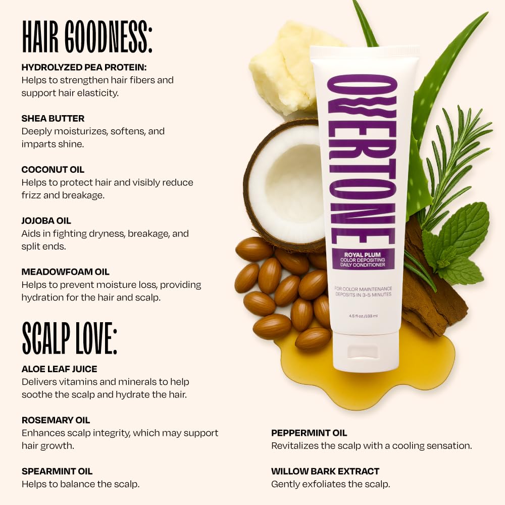 OVERTONE Color Depositing Daily Conditioner, Semi Permenant, Royal Plum | Refresh Color & Prevent Fading..