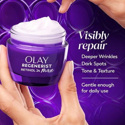 Olay Retinol Night Cream for Women  - Triple Collagen Cream, Niacinamide, 2.6oz | XL Size (50% More)
