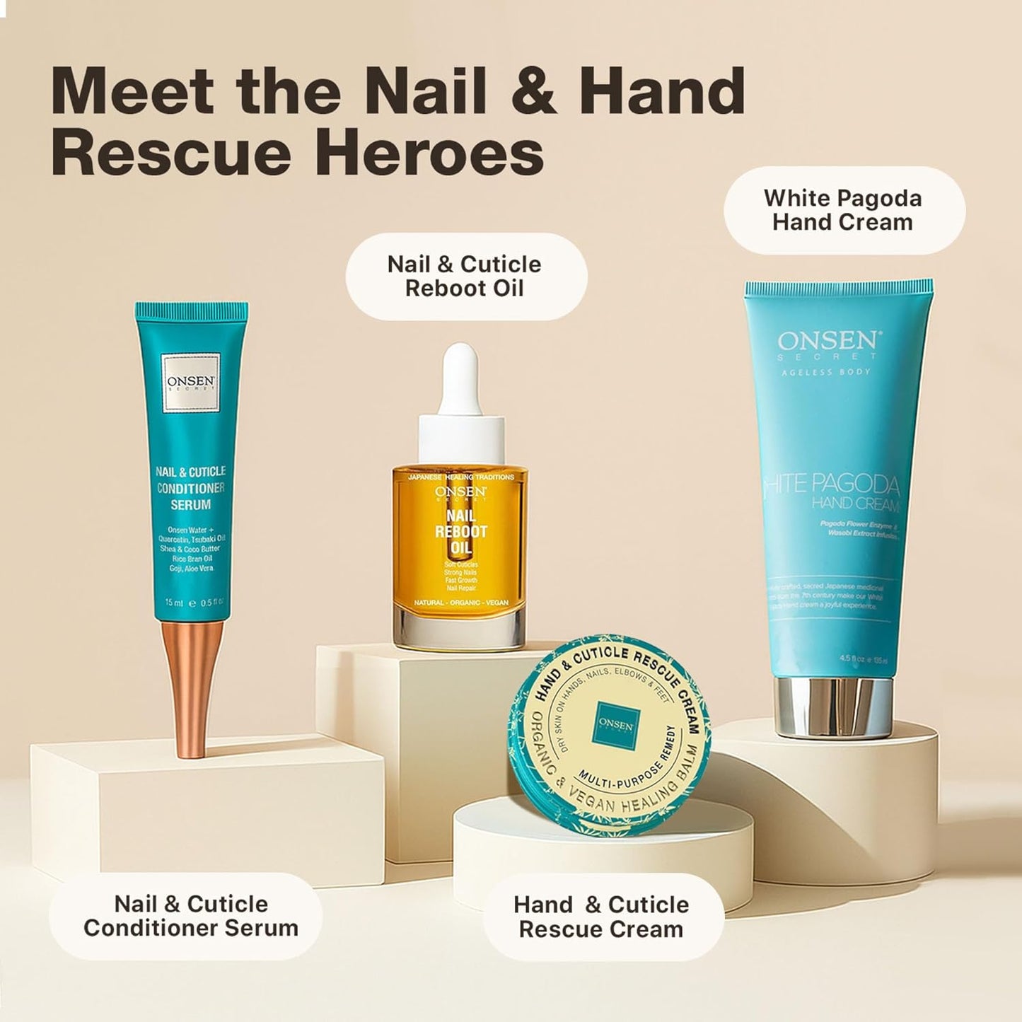 Onsen Nail & Cuticle Cream Treatment w/Japanese Tsubaki, Jojoba & Lavender Oil, Shea Butter..
