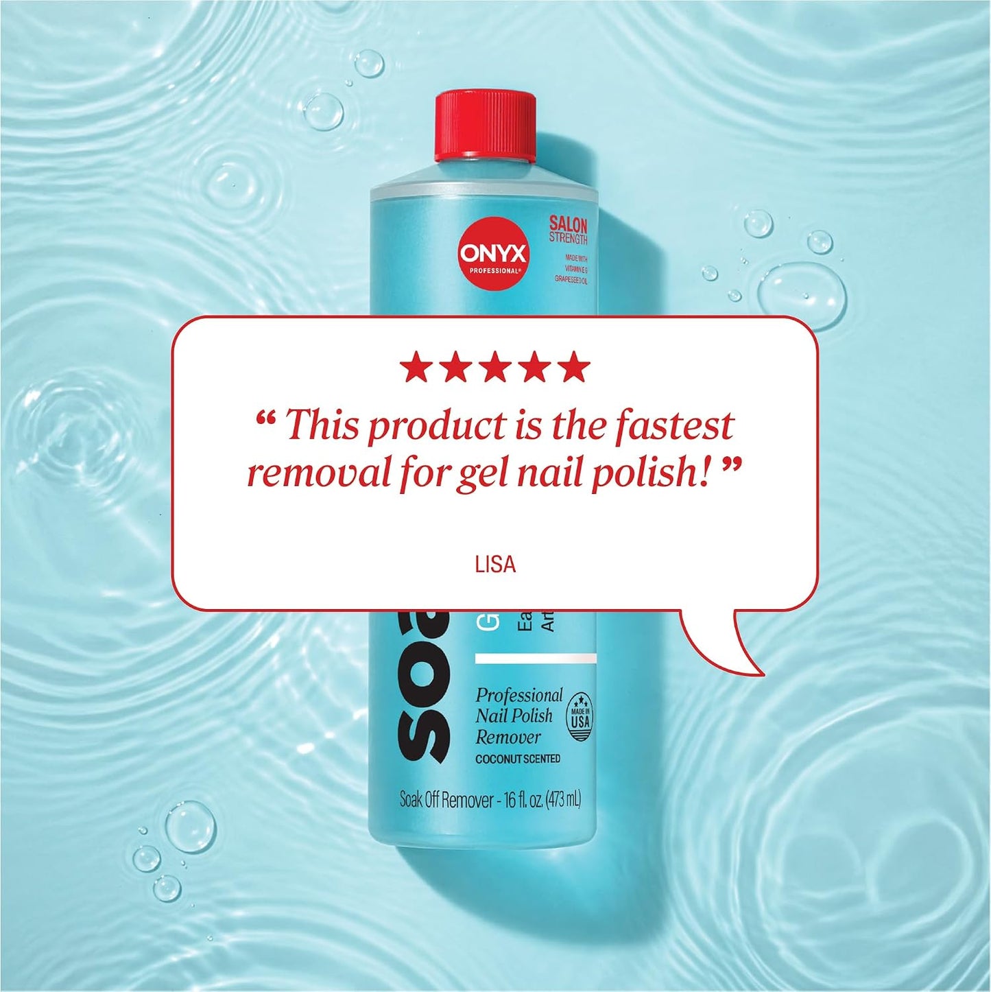 Onyx Professional Coconut Scented Nail Polish Remover with Nail File, 16 oz, Maximum Strength Soak Off Gel Polish Remover..
