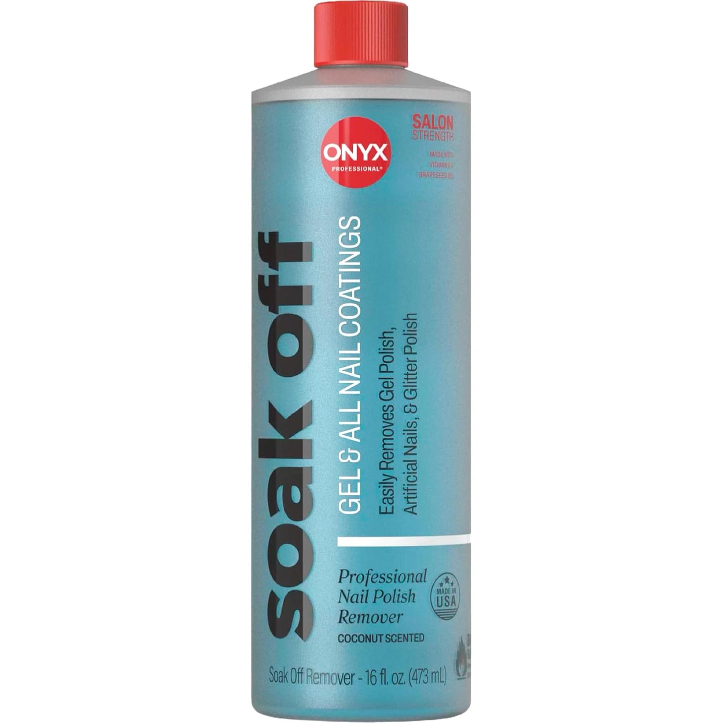 Onyx Professional Coconut Scented Nail Polish Remover with Nail File, 16 oz, Maximum Strength Soak Off Gel Polish Remover..