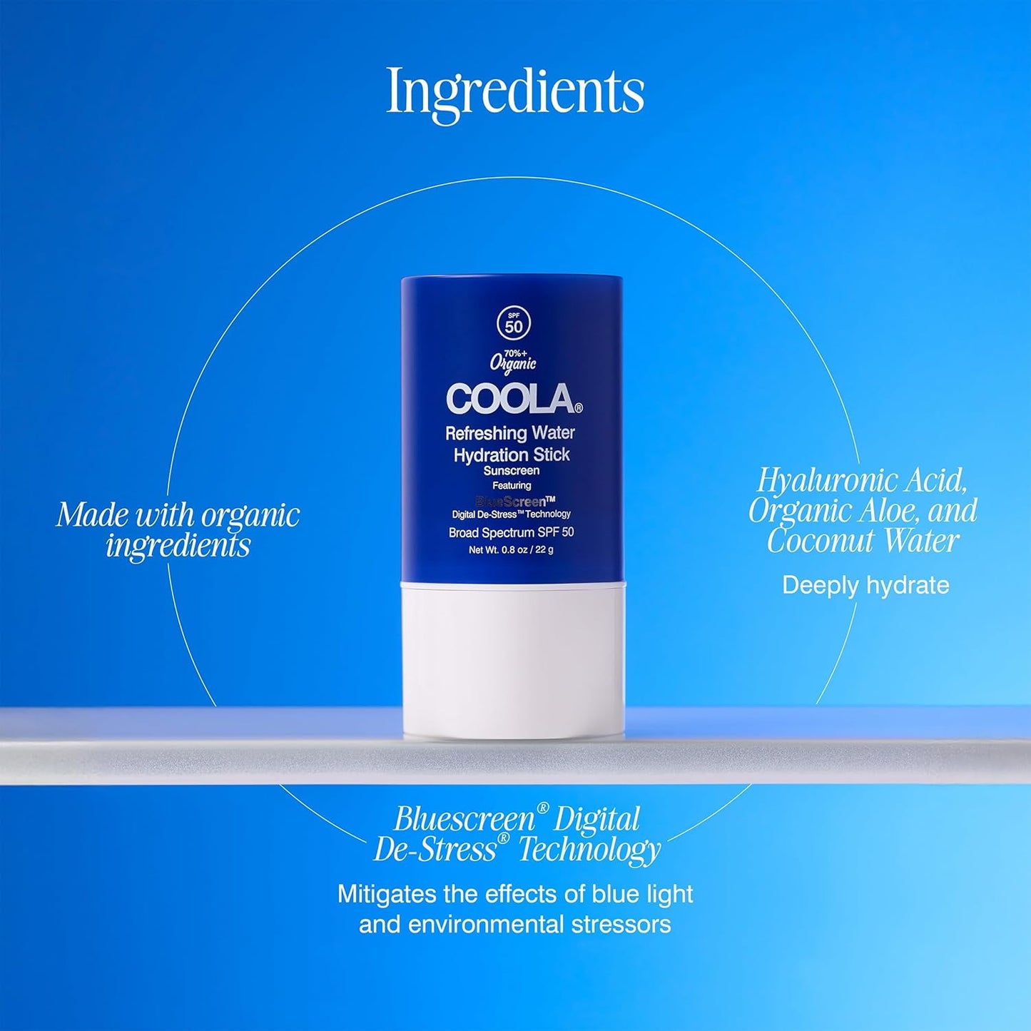 OOLA Organic Refreshing Water Stick Face Moisturizer with SPF 50, Dermatologist Tested Face Sunscreen ..