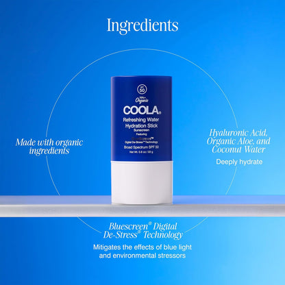 OOLA Organic Refreshing Water Stick Face Moisturizer with SPF 50, Dermatologist Tested Face Sunscreen ..