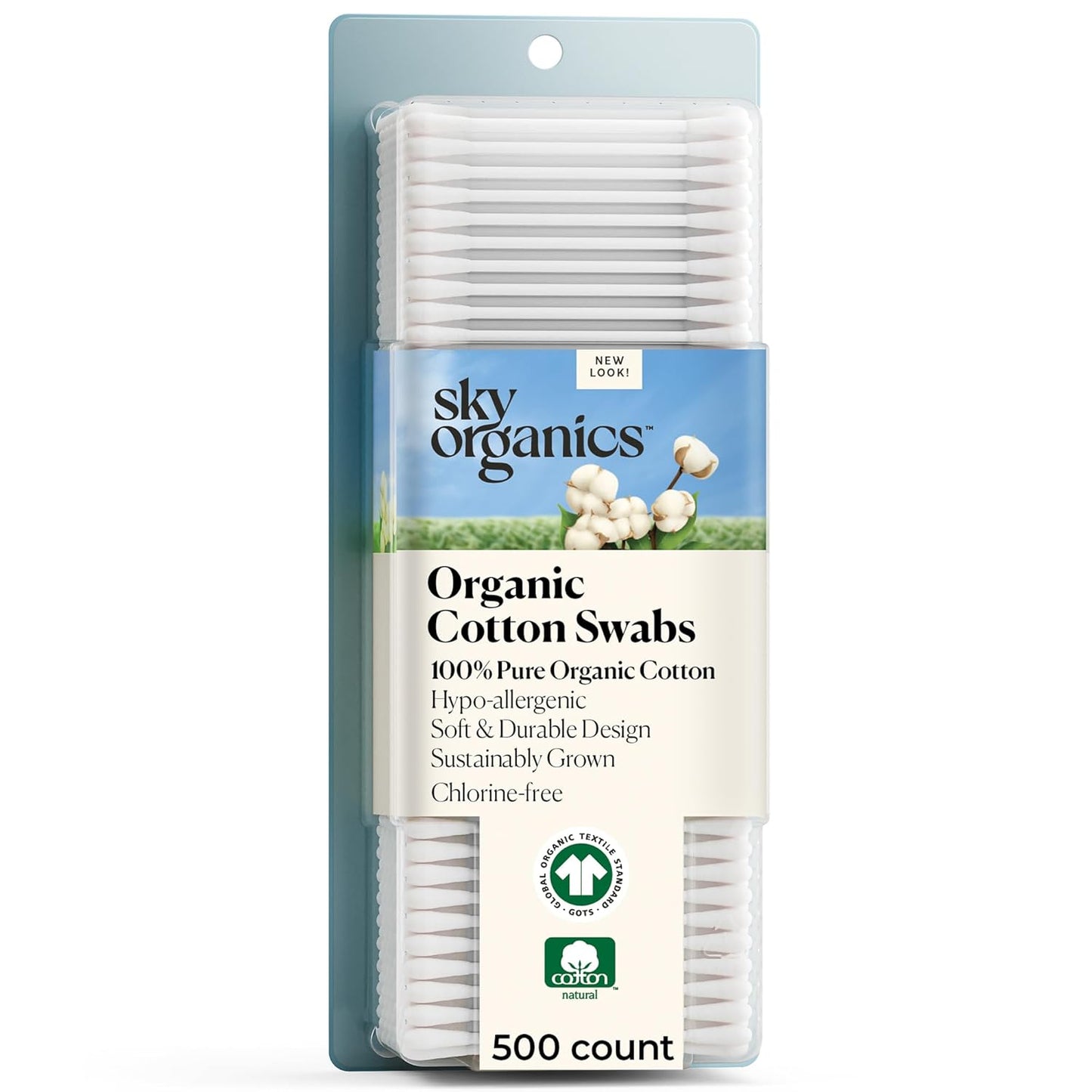 Sky Organics - Organic Cotton Swabs, 500 ct. - Ultra Soft Tips - Strong &amp; Durable - Hypoallergenic - Chlorine Free..
