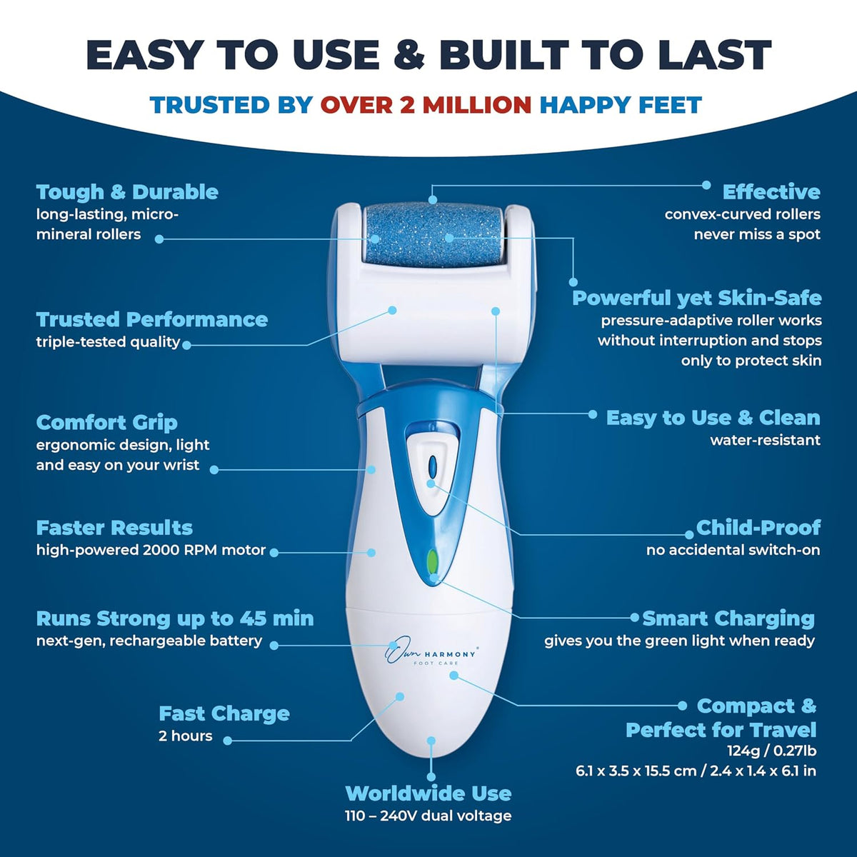 OwnHarmony Electric Foot Callus Remover - Rechargeable Pedicure File Tool