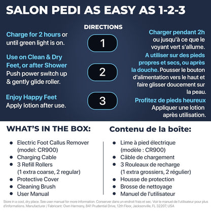 OwnHarmony Electric Foot Callus Remover - Rechargeable Pedicure File Tool