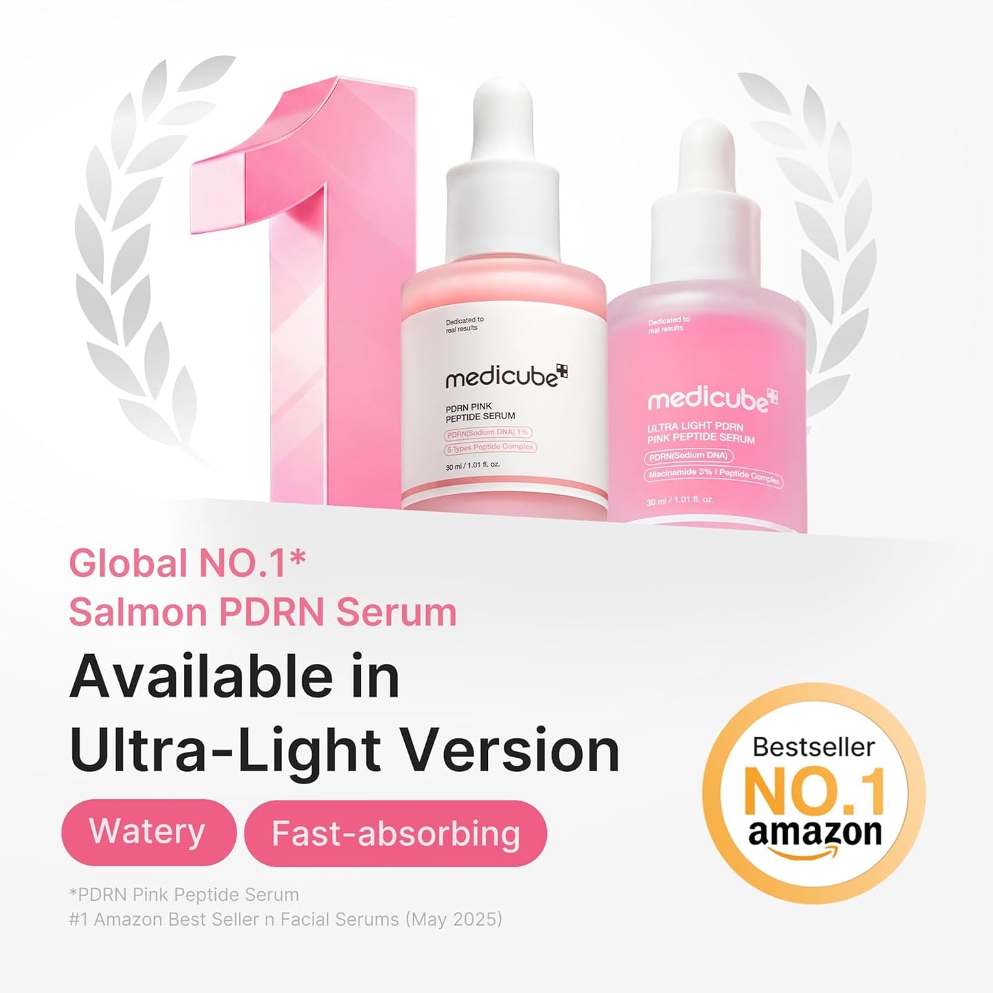 medicube PDRN Pink Peptide Serum with Salmon DNA | Ultra Light Hydrating Serum with Hyaluronic Acid..