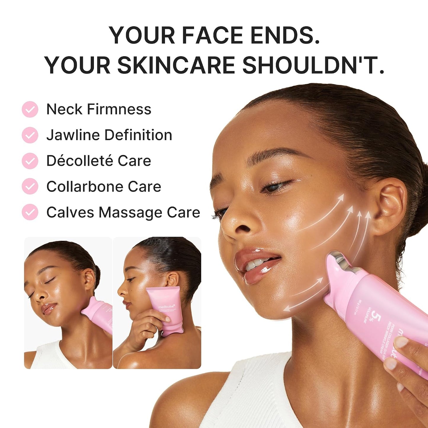 medicube PDRN Collagen Gua Sha Neck Wrinkle Cream | Built-In Gua Sha Massager with Volufiline 5% | Firming...